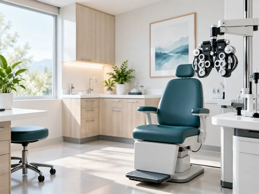 Optometry exam room with a phoropter